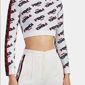 All-over logo Fendi crop wool sweater